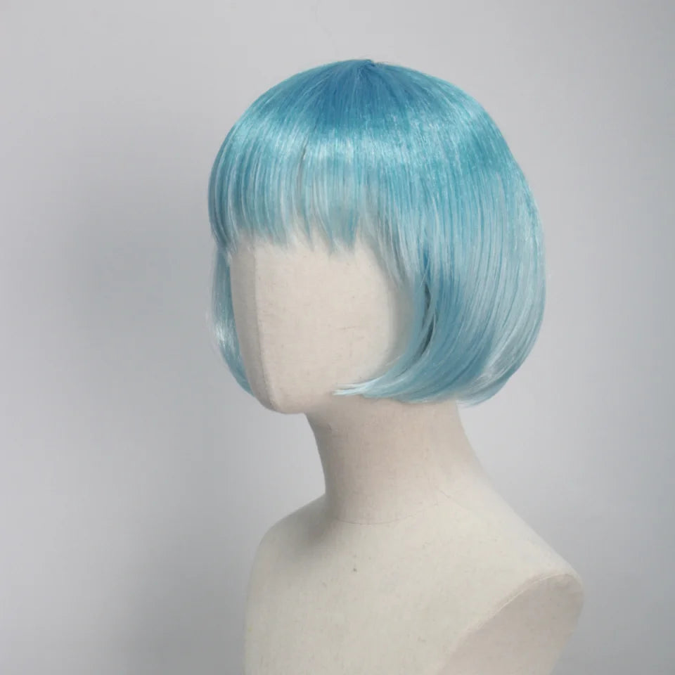 Colorful Gradient Wave Head Synthetic Wig for Women Anime Party Cosplay Birthday Party Wig with Bangs