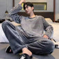 Autumn Winter Oversized Cartoon Print Pajamas for Men Letter Crew Neck New 2025 Men's Pajamas Set Fashion Soft Casual Homewear