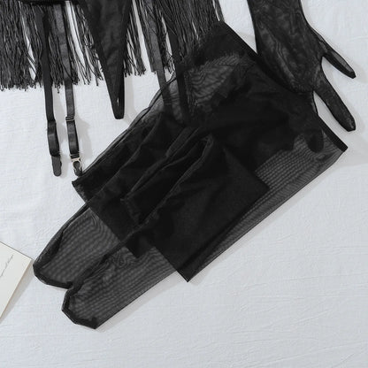 New Fashion Hot Selling Underwear Lace Perspective Tassel Sexy Ballet Short Skirt Set of 6 Women's Underwear Set of 6