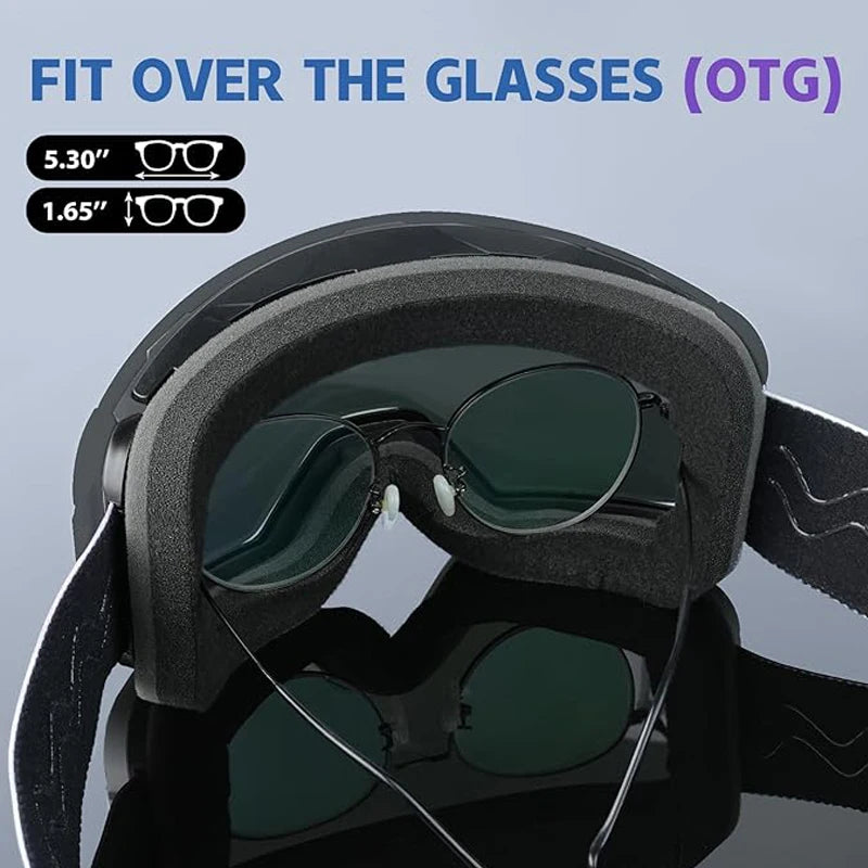 Vozapow Ski Goggles Magnetic Double Layer Anti Fog Professional Skiing Mask Men Women Super View Snowboard UV400 Snow Sunglasses