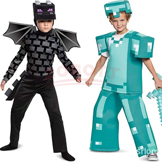 Carnival Party Dress Mask Classic Creeper Anime Game Character Set Diamond Armor Cosplay Costume Children's Clothing