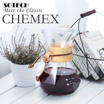 Glass Coffee Pot Drip Brewing Chemex Cafetera 400M/600ML Hand Brewed Coffee Filter Cup Pour Over Coffee Maker For Home Office