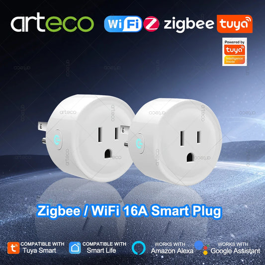 Tuya 16A Smart Plug Zigbee WiFi Socket US Standard Canada Mexico Power Monitoring Timing Function Works With Alexa Google Home