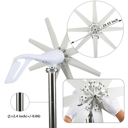 1kw 1000w Horizontal Strong Wind Turbine Generator 48V 24V 12V Power Magnetic Dynamo Free Energy 220v Inverter Output For Home