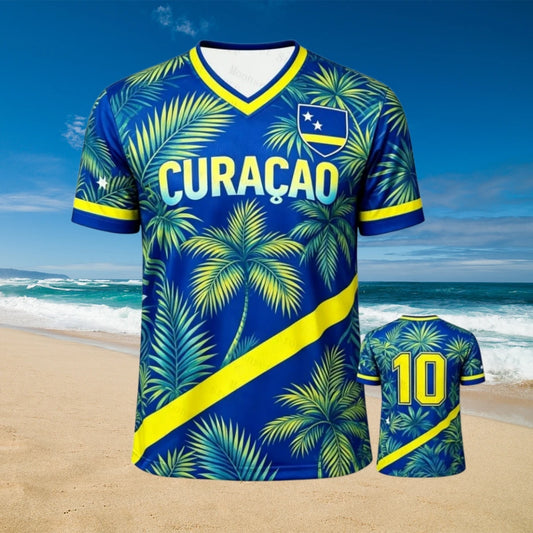 2026 Curacao Tribal Print Football Shirt Jersey Men Breathable Sport T-shirt National Team Inspired Casual Soccer Tops for Fans