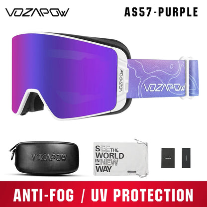Vozapow Ski Goggles Magnetic Double Layer Anti Fog Professional Skiing Mask Men Women Super View Snowboard UV400 Snow Sunglasses