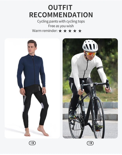 WOSAWE Men Cycling Tights Autumn Long Pants Shockproof Padded Tight Fitting MTB Bike Downhill Mountain Bicycle Leggings