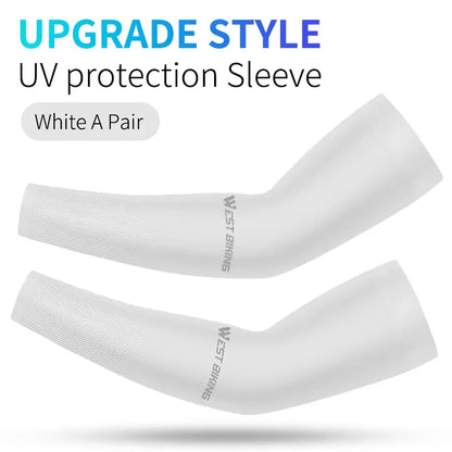 WEST BIKING Summer Sunproof Arm Sleeves UV Protection Seamless Digital Printing Cycling Running Sleeves Cooling Sport Gear
