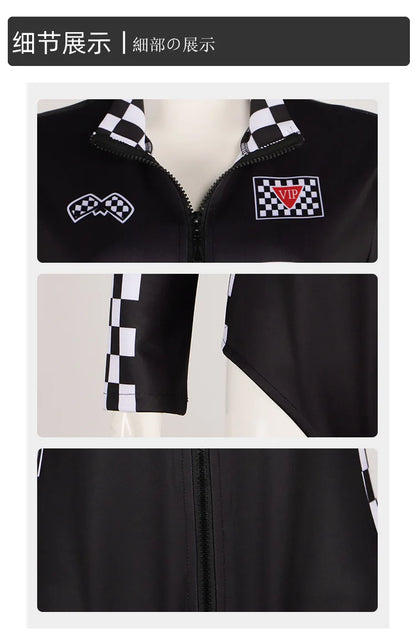Women Racer Cosplay Costume Fashion Sexy Racing Queen Cosplay Uniform Suit One-Piece Training Racing Jumpsuits Halloween Costume