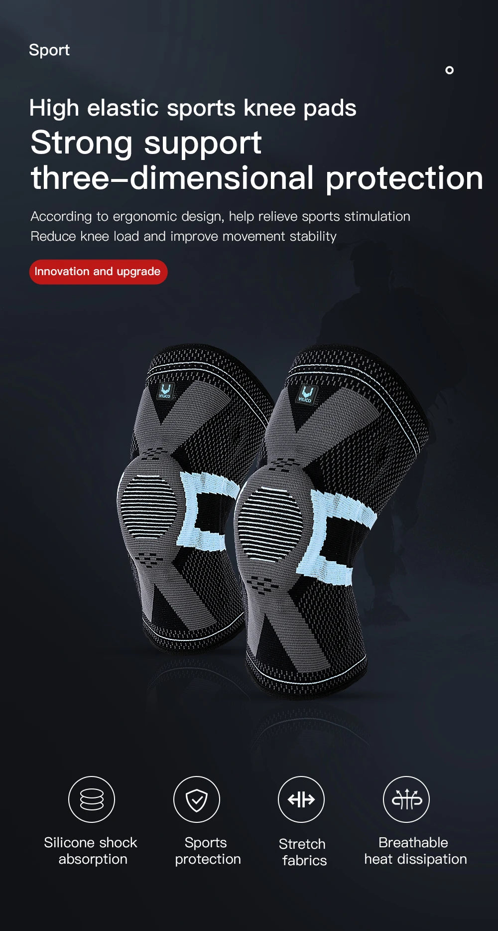 1 piece of compression knee pad, suitable for protecting men and women while running, knee support compression sleeve, sports an