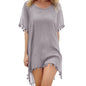 2023 Chiffon Tassels Beach Wear Women Swimsuit Cover Up Swimwear Bathing Suits Summer Mini Dress Loose Solid Pareo Cover Ups