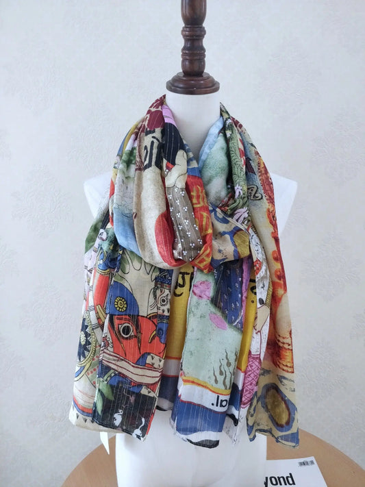 Foreign trade original single Italian autumn and winter new fashion brand printed light luxury shawl scarf