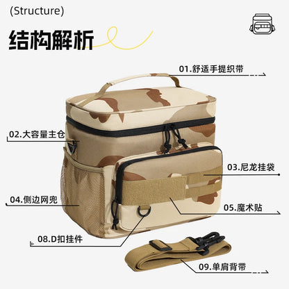 High-Capacity Tactical Thermal Cooler Bag Outdoor Insulated Lunch Box Work Leakproof Insulated Durable Lunch Bag for Men Meal Ca