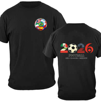 Men's 100% Cotton 2026 Soccer Football T-Shirt USA Canada Mexico Casual Sports Fan Print Short Sleeve Top Oversized T Shirt