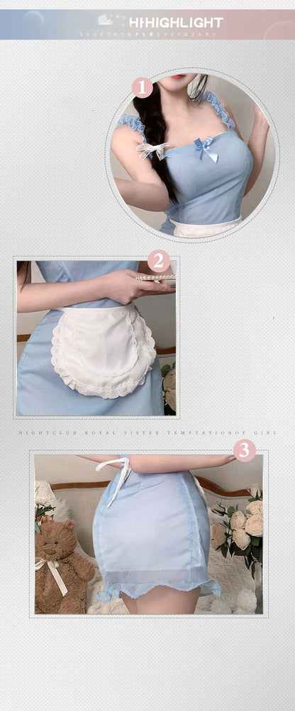 Cosplay clothing Milk flavored pure maid dress apron bow tie lace girl kawaii suspender dress sexy costume women night appeal