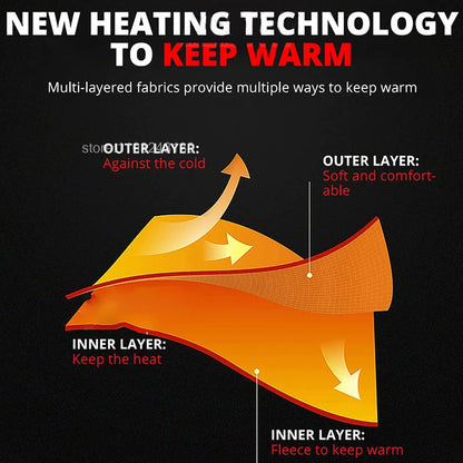 Winter Heated Thermal Underwear Men Heating Jacket Skiwear Heated Jacket Fleece Warm Top Pants USB Electric Heating Clothing