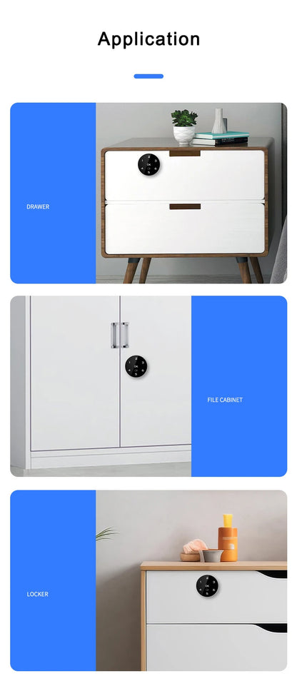 Zinc Alloy Touch Digital Password RFID IC Card Cabinet Drawer Lock Built-in Lithium Battery