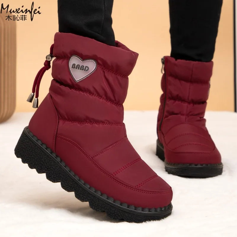 Women's Thickened Waterproof Winter Snow Boots Warm Velvet High Top Ankle Boots NonSlip Daily All Purpose Comfy Cotton Shoes
