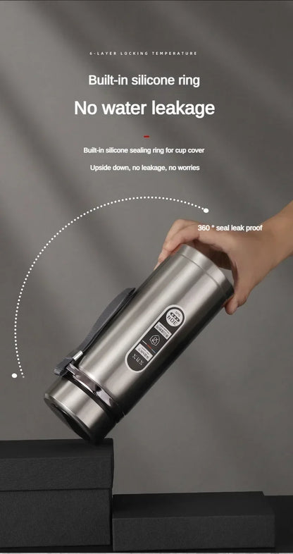 StainlessSteel Thermos Bottle with LED Temperature Display, 500-1000ML