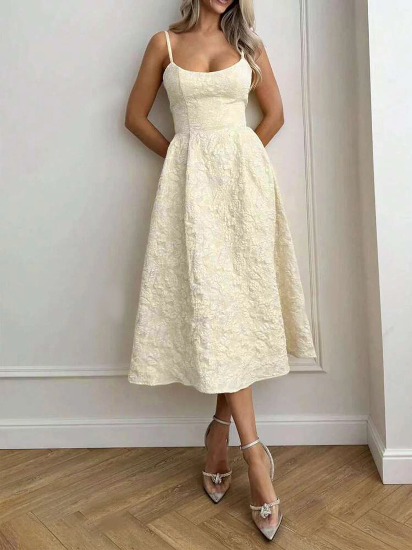 AODEBIAO Women Summer A-line Dress Sleeveless O-neck Solid Maxi Dresses Fashion Backless Casual Elegant Party Strap Dress Female