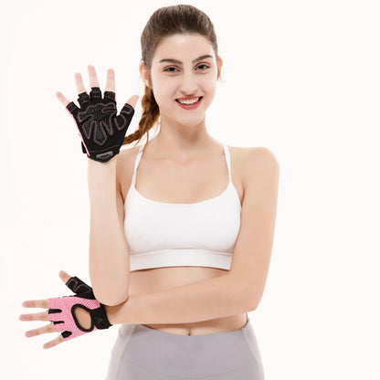 Pink Half Finger Gloves Women Breathable Mesh Non Slip Female Gym Gloves Quick Off Weight Lifting Grip Gloves