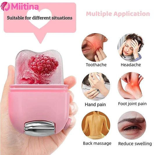 2In1 Silicone Ice Facial Roller Skin Care Beauty Lifting Contouring Tool GuaSha Roller Puffiness Skin Care Beauty Treatment Tool