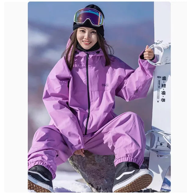 John snow 2024 New Male female couple Single and double board Ski suit set Loose type waterproof keep warm Ski pants ski jackets