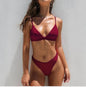 Summer Solid Beach Swimsuit Swimsuits for Women Sexy Halter Swimwear Swimsuit Thong Female Bikini Sets Orange Pink Yellow