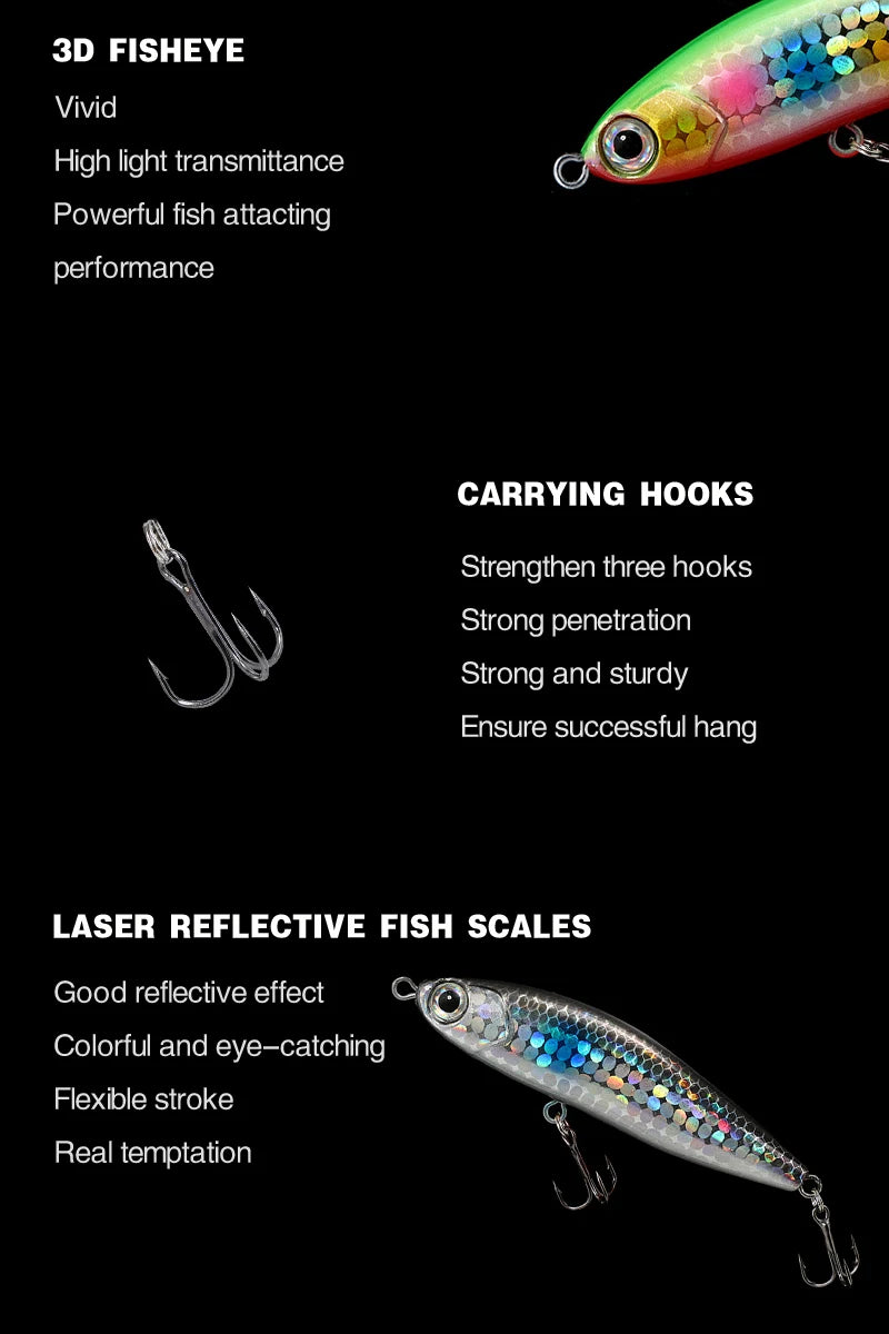 70mm 14g Pencil Fishing Lure Sinking Stickbait 3D Eyes Artificial Bait Long Casting Minnow Wobbler Bass Pike Fishing Tackle