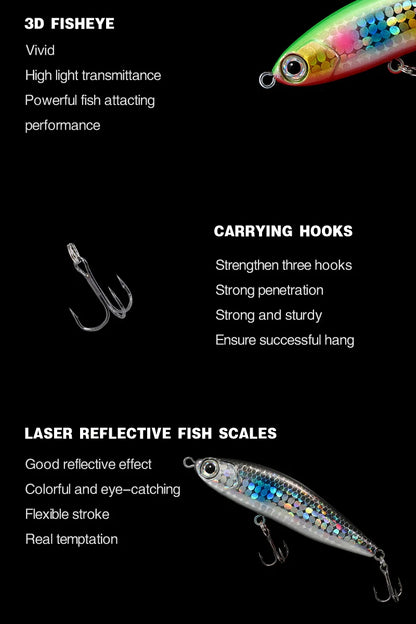 70mm 14g Pencil Fishing Lure Sinking Stickbait 3D Eyes Artificial Bait Long Casting Minnow Wobbler Bass Pike Fishing Tackle