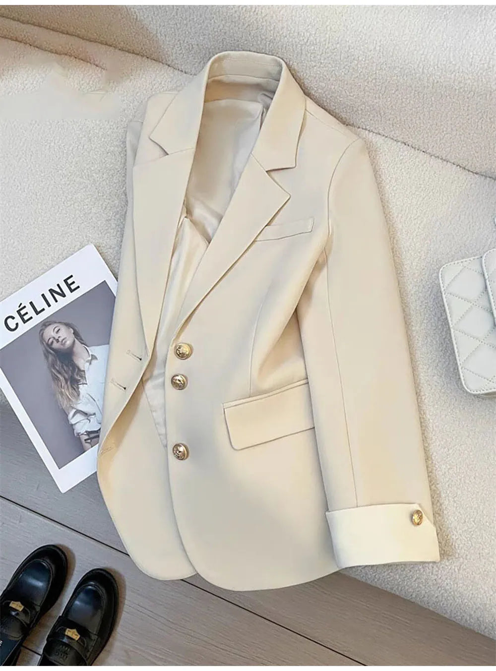Autumn Winter Office Lady Blazer Jacket Women 2024 Fashion Long Sleeve Coat Woman Blazers Feminino New In Outerwears Casual