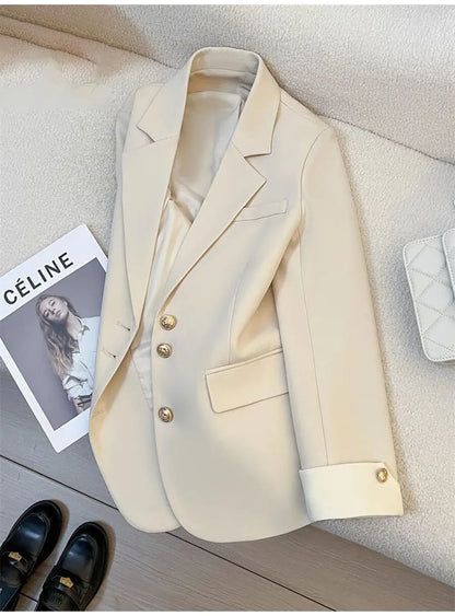 Autumn Winter Office Lady Blazer Jacket Women 2024 Fashion Long Sleeve Coat Woman Blazers Feminino New In Outerwears Casual