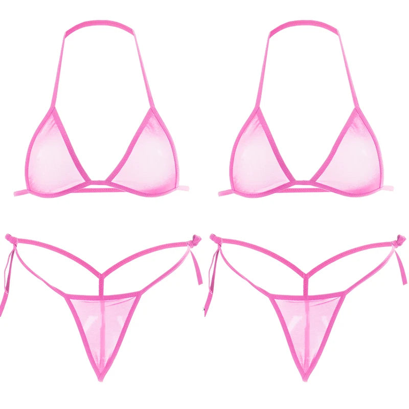 2PCS Women Sexy Lingerie Sets Ultra-thin Mesh Wirefree Bra Set Lingerie Ultra Hot Women's Transparent Exotic Underwear Sets