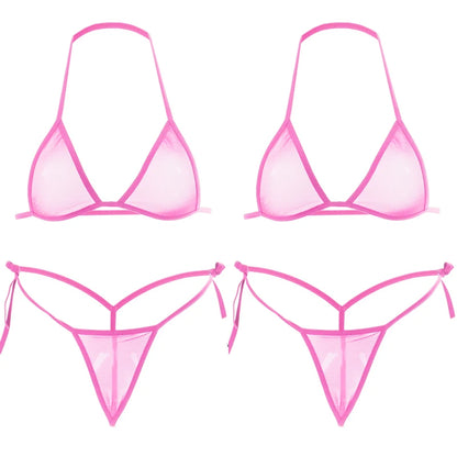2PCS Women Sexy Lingerie Sets Ultra-thin Mesh Wirefree Bra Set Lingerie Ultra Hot Women's Transparent Exotic Underwear Sets