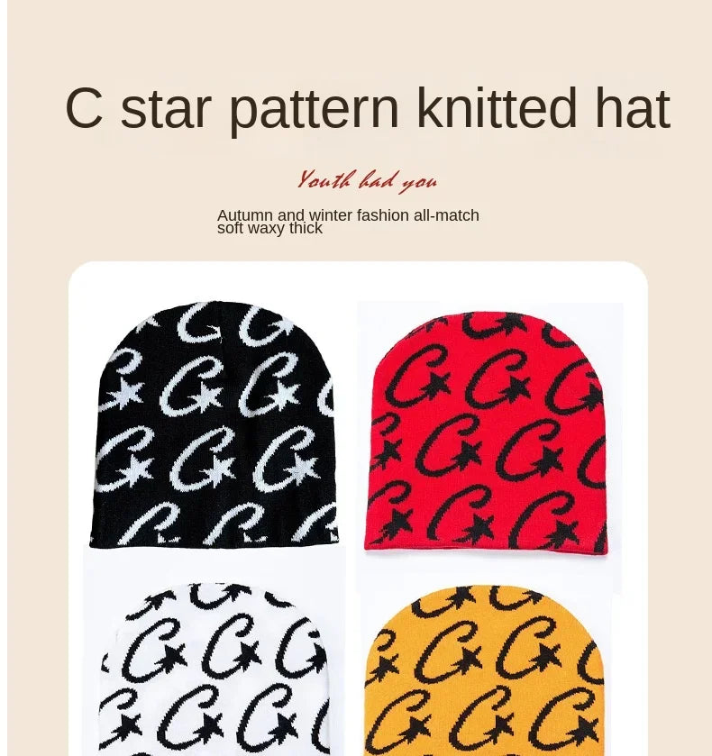 Couple Knitted Caps Hip-hop Trendy Beanie Hat 2024 Letter Jacquard Women Male Winter Hot Girl Warm Knitted Hat Balaclava Beanies