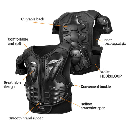 Kid's Motorcycle Armor Vest Protection Motocross Body Armor Jacket Protective Armors Riding Kneepads Moto Full Armor Children