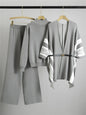 Korean Elegant Knitted 3 Piece Sets Women Sweater Pullover+chic Design Shawl Tops Conjuntos High Waist Wide Leg Pants Outfit New