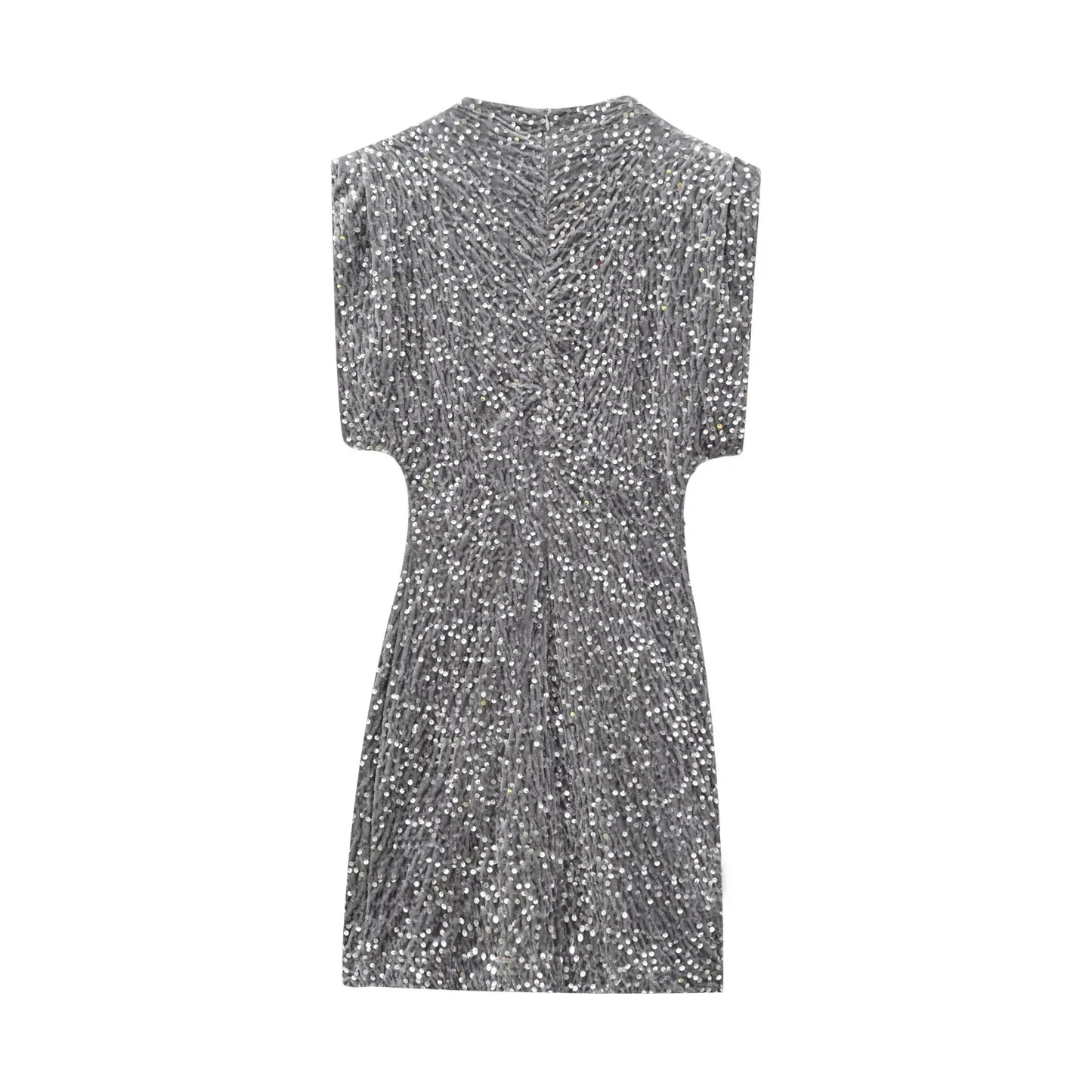 KONDALA Women Sequined Party Dress Shoulder Pad Sheath Mini Dress Sleeveless Nightclub Party Women Elegant Chic Dresses