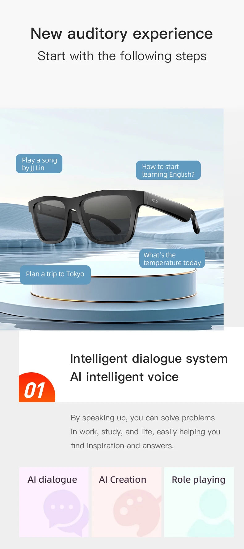 2025 E13PRO New Smart Glasses AI Translation Glasses Bluetooth Audio Glasses Bluetooth Earphones 15 Day Standby