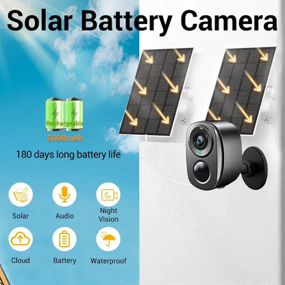 5MP 4G Solar Security Camera 2.4G WiFi Wireless Outdoor Color Night Vision Battery Powered Support PIR Waterproof Two-Way Audio