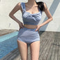 Korean Goddess Bikini Set Women's Two-Piece Triangle High-Waist Thermal Spring Swimsuit Small Chest Ideal for Swimming