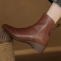 2025 Autumn Winter New Women's Ankle Boots Side Zip Square Toe Retro Comfortable Casual Short Boots