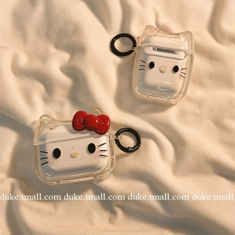 Sanrio Hello Kitty Earphone Case for AirPods 3 4 Pro Cartoon Transparent Soft Shell for AirPods 1 2 Headphone Protective Shell