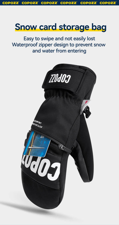 COPOZZ New Upgrade Thicken Ski Gloves Winter Men Women 3M Thinsulate Thermal Snowboard Gloves Waterproof Warm Mittens Ski Gloves