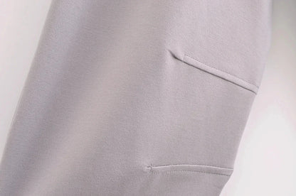 TRAFZA Women New Fashion Slimming 2-Piece Set Double-Sided Fabric O-Neck Long-Sleeve Top+Elegant Stretch Long Pants Female Suit