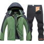 Men's Ski Suit Winter Waterproof Snowboard Wear Set Outdoor Men Snow Fleece Jackets Pants Overalls For Husband Windproof Hooded