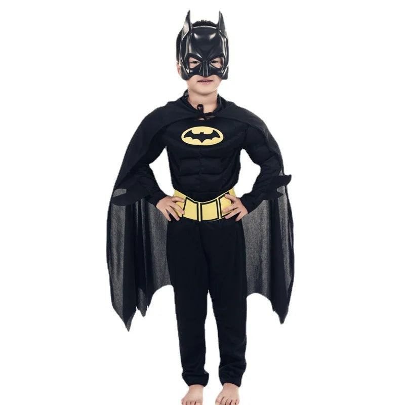 Cartoon Heroes Cosplay Costumes Boys Jumpsuit Bat Costume Set With Cardigan Mask Men Halloween Carnival Girls Party Gifts