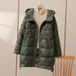 Winter Long 90% White Duck Down Jacket Women Hooded Zipper Puffer Coat Casual Warm Loose Puffer Feather Parka