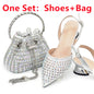New Fashion Gold Color Shoes and Bags To Match Set Nigeria Party Women's Wedding Bag and Shoe Set Decorated with Rhinestone