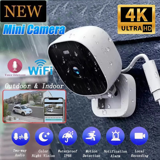 New 4K Mini Security Camera WiFi Monitor IP65 Waterproof Full Color Night Vision Motion Detect Surveillance With 2 Way Audio